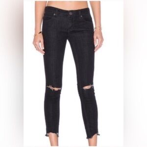 Free People Black Distressed Skinny Jeans
